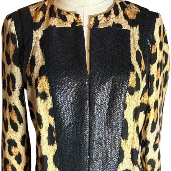 ROBERTO CAVALLI Leopard Print Edge to Edge Linen Jacket in Sz 38 US 2-4 - Picture 3 of 13